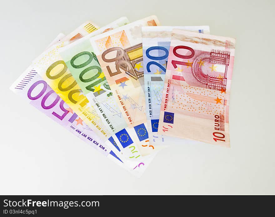 Euro bills on white blackground. Euro bills on white blackground