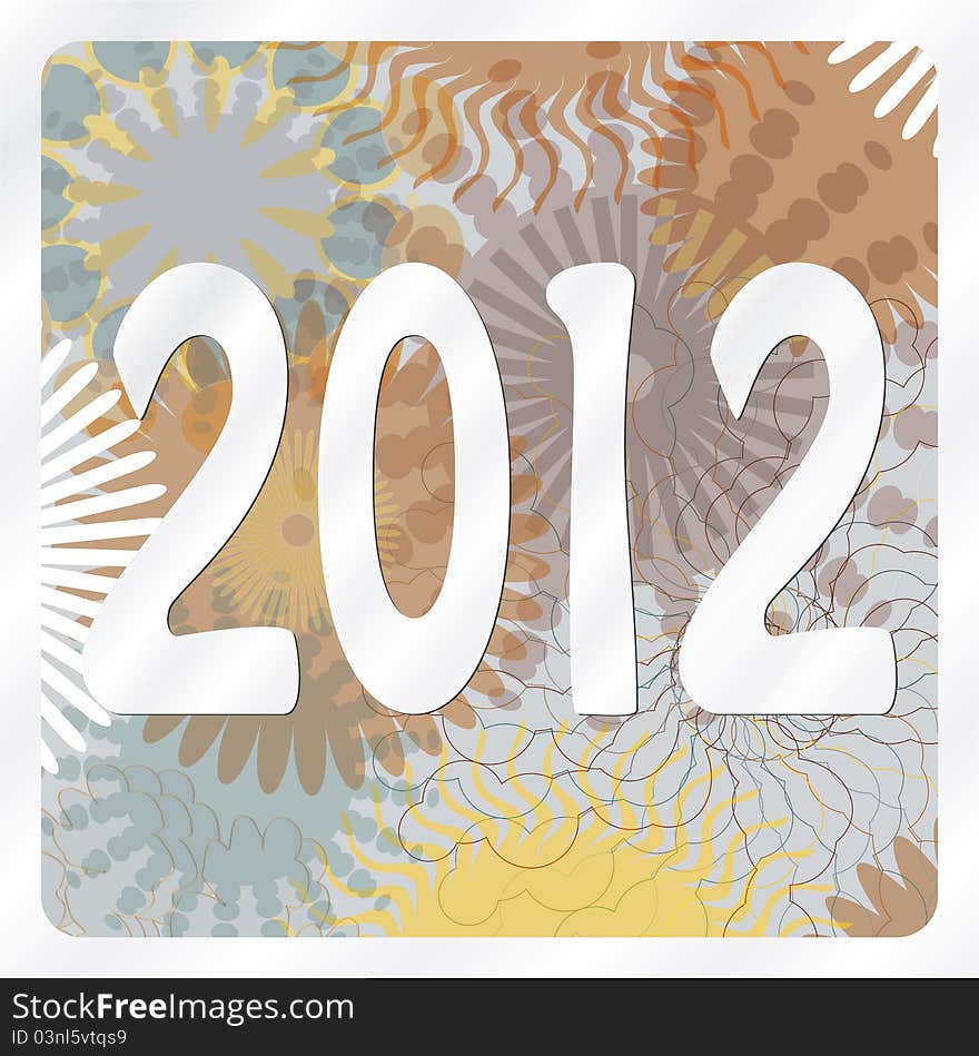 2012 on abstract circular background with various circle shapes in metallic colors. 2012 on abstract circular background with various circle shapes in metallic colors