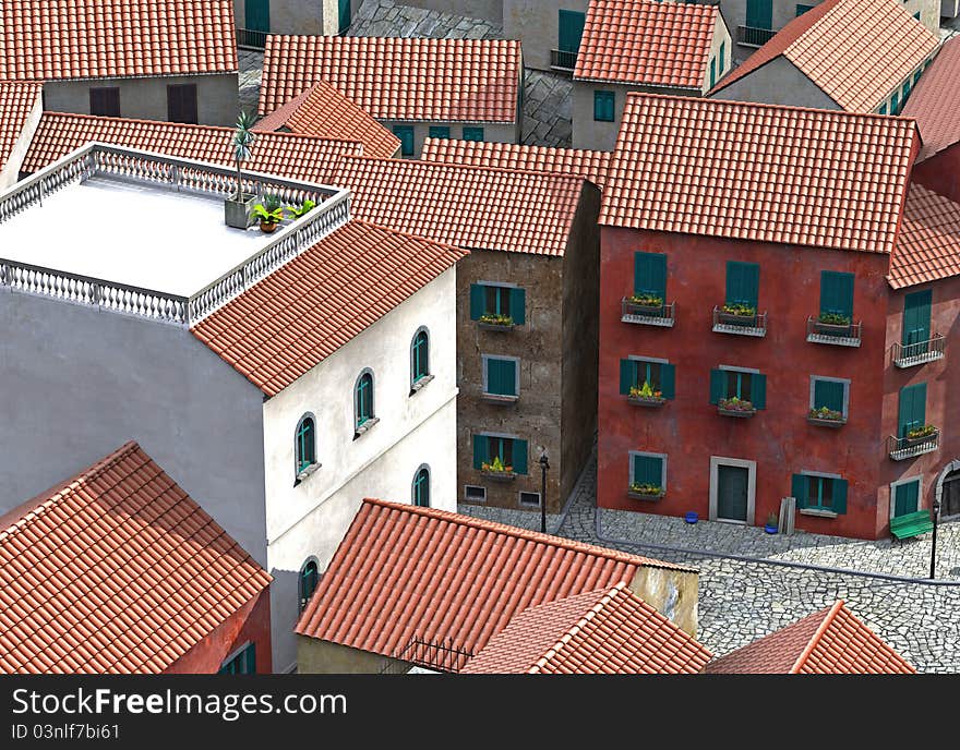 3d render of a mediteran village