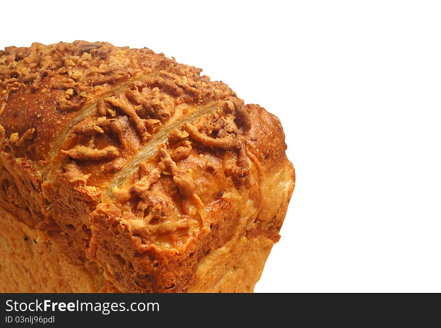 Close up short of bread isolated on white. Close up short of bread isolated on white