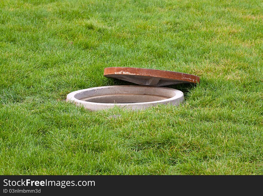 Water crossings under the lawn in a park