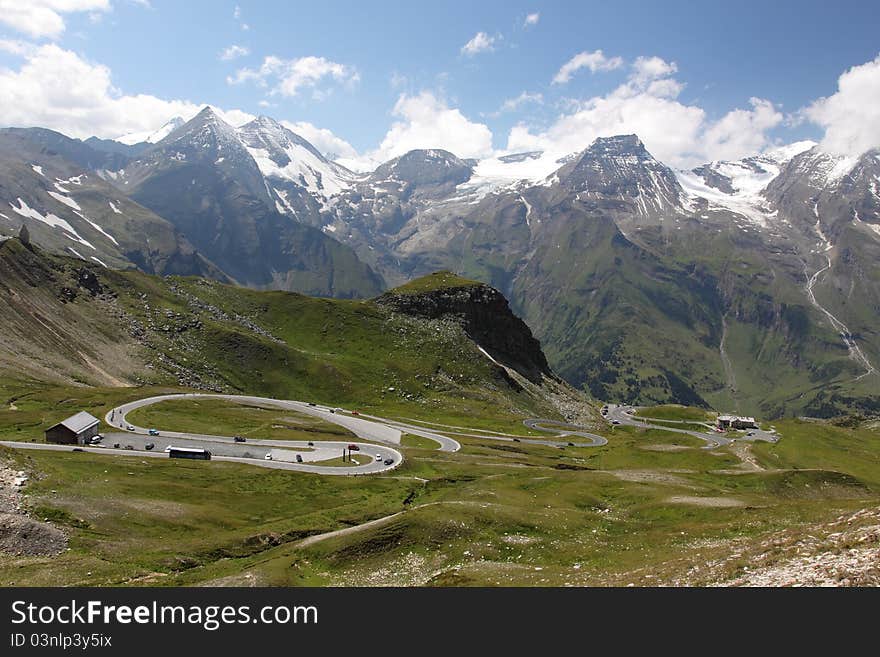 The panorama road leading up to the to the highest mountain of Austria, Mount Grossglockner. The panorama road leading up to the to the highest mountain of Austria, Mount Grossglockner.