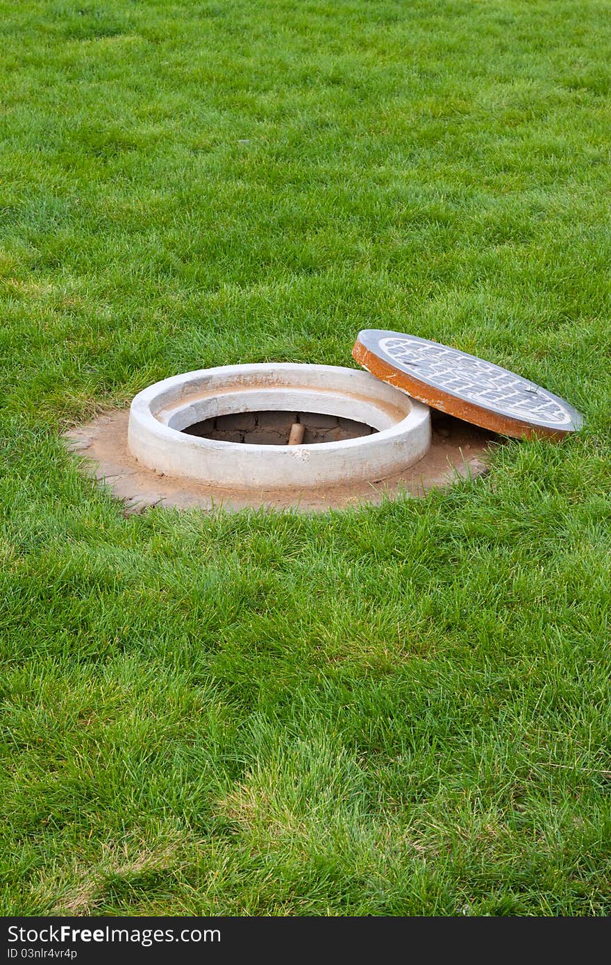 Water crossings under the lawn in a park