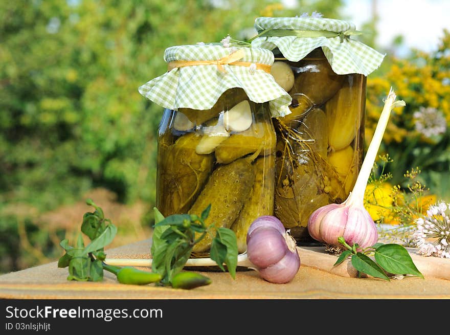 Homemade preserves outdoors