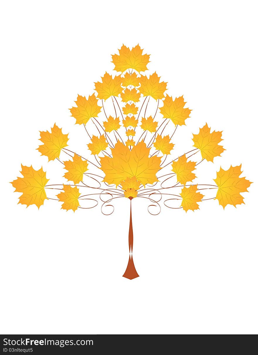 Beautiful autumn tree with yellow leaf for your design