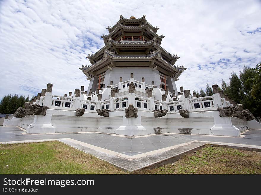 This white china tower was take a photo from Three kingdoms park, Thailand. This park is government place all persons can take photo.