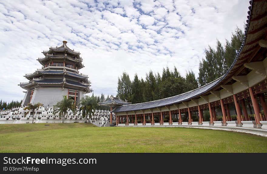 This white china tower was take a photo from Three kingdoms park, Thailand. This park is government place all persons can take photo.