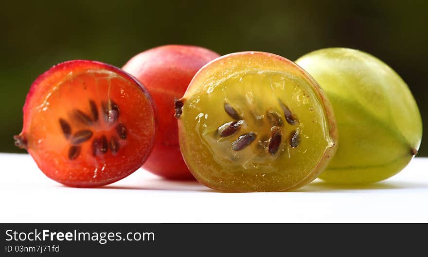 Fresh gooseberries on the table