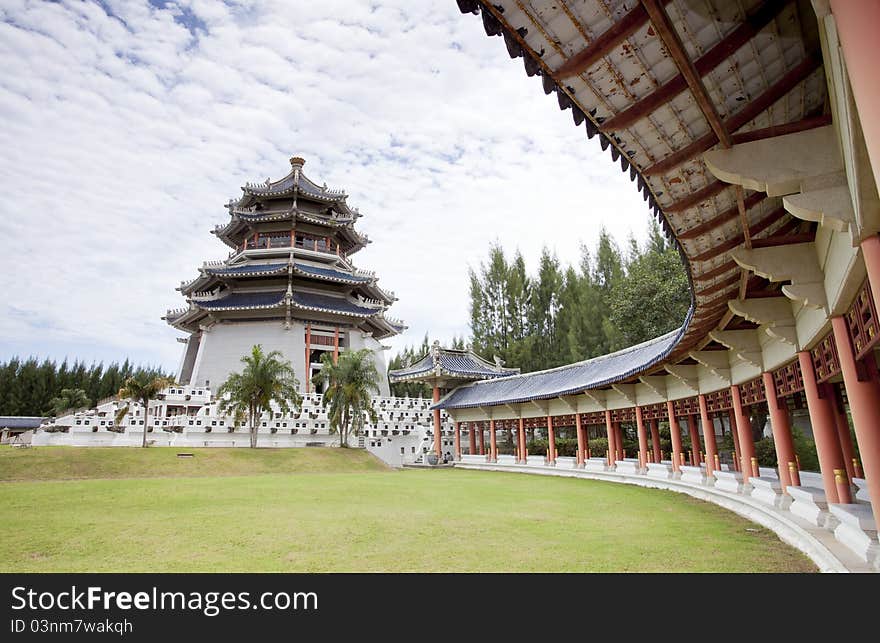 This white china tower was take a photo from Three kingdoms park, Thailand. This park is government place all persons can take photo.