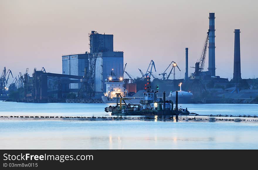 Drag in Riga port on Daugava river, Latvia. Drag in Riga port on Daugava river, Latvia.