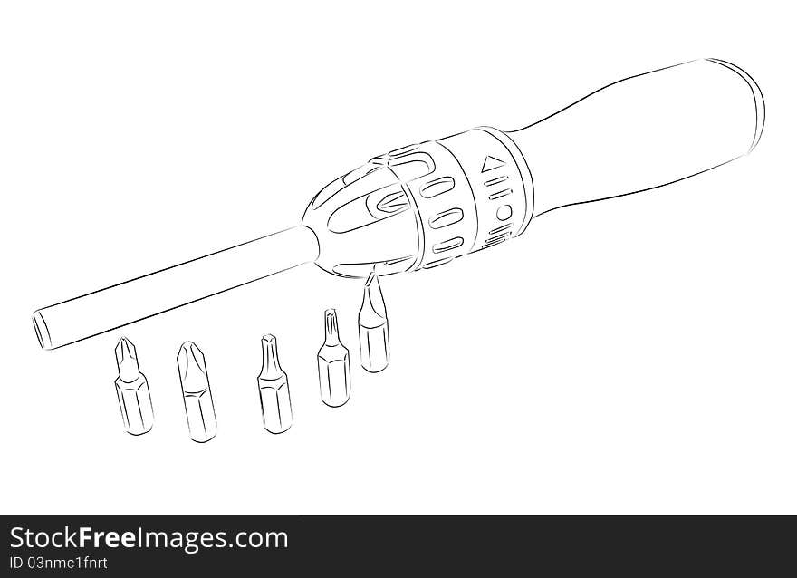 Simple drawing of screwdriver with extension