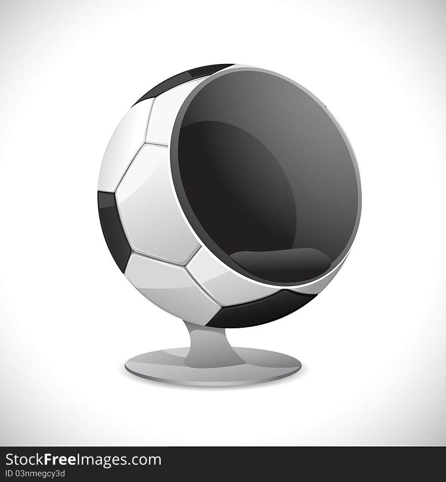 Illustration of chair in shape of soccer ball on abstract background. Illustration of chair in shape of soccer ball on abstract background