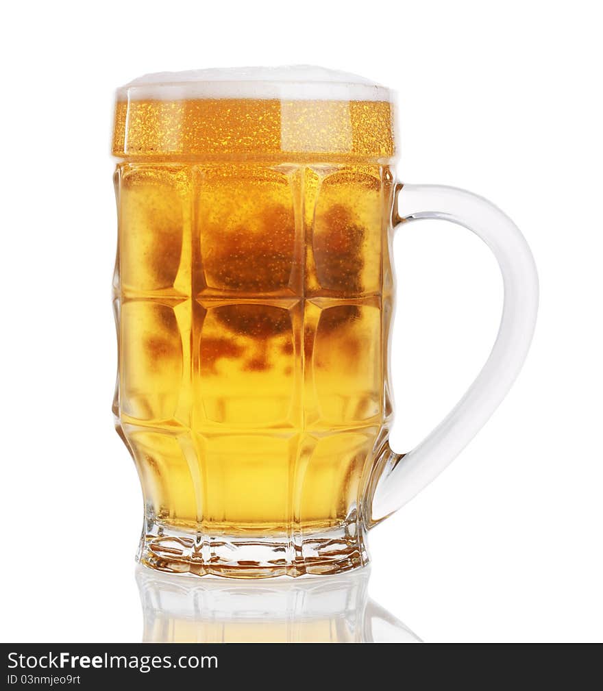 Glass of beer isolated on a white background