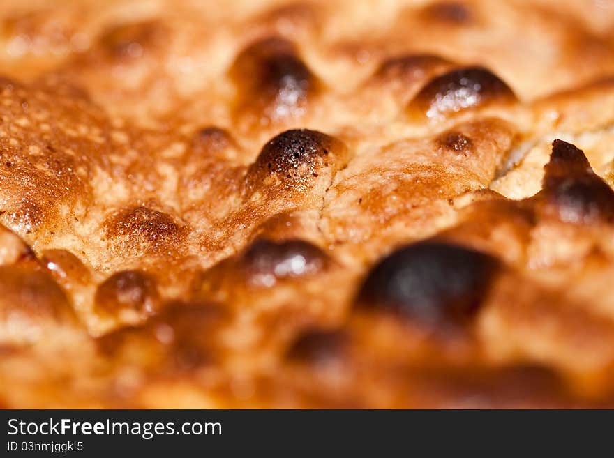 Tasty cake with crispy crust with apple filling