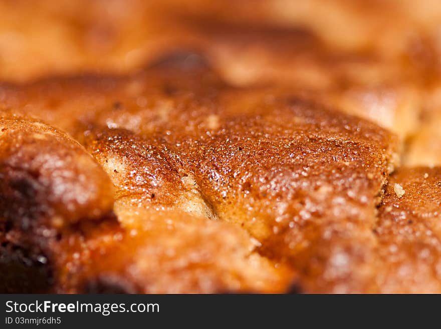 Tasty cake with crispy crust with apple filling