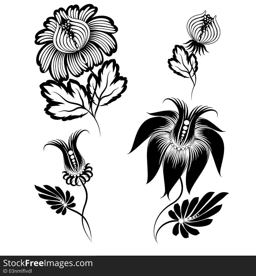 Floral graphic design elements