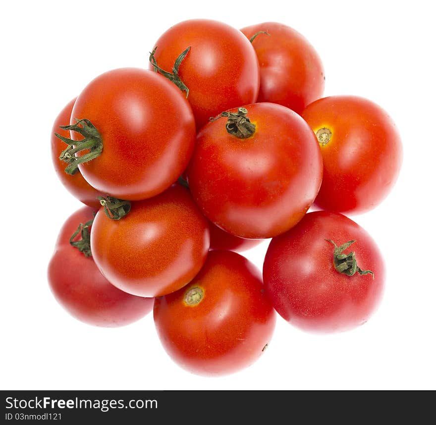 The red tomato isolated on white background