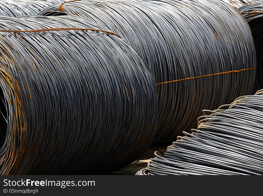 Steel rebar in a construction site