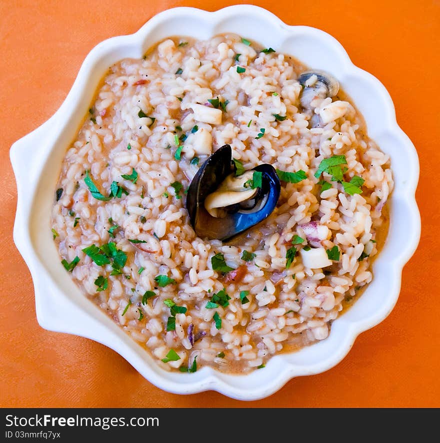 Plate with Risotto al mare