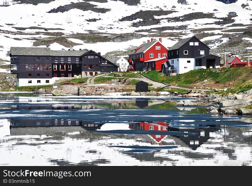 Finse village in summer, Hordaland, Norway. Finse village in summer, Hordaland, Norway