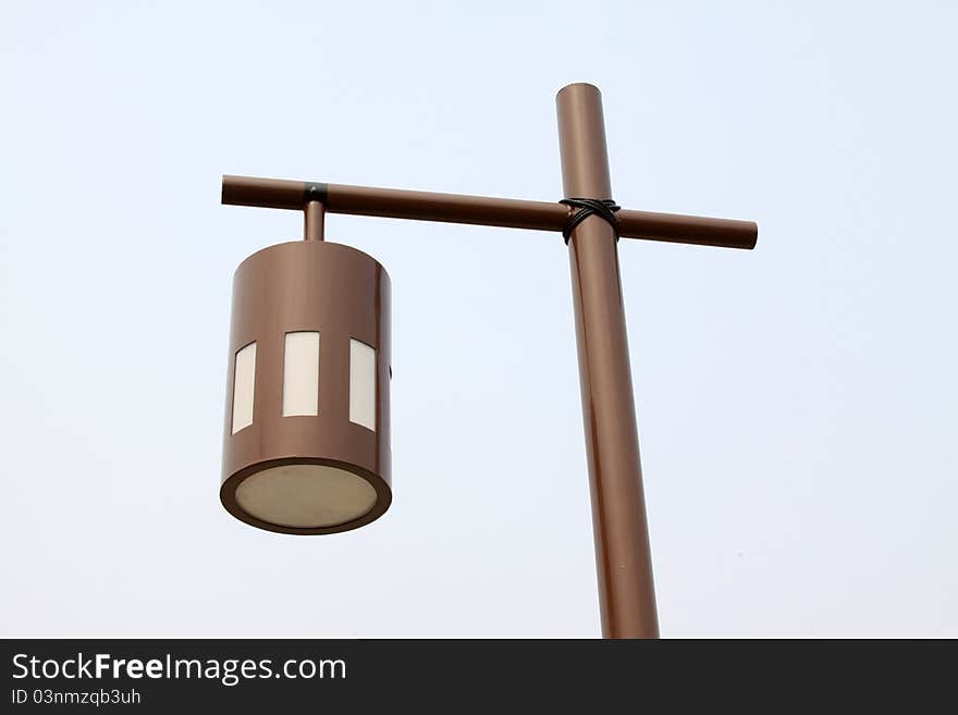 Street lamps in the blue sky background