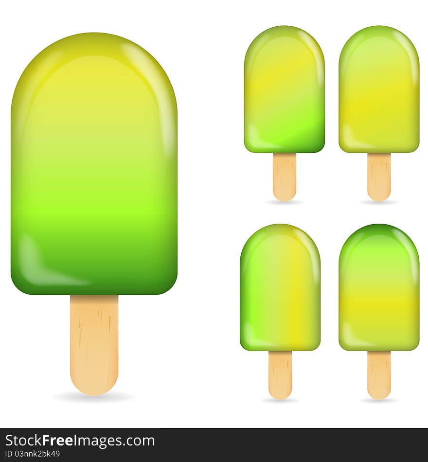 Classic green ice cream bar or ice pop isolated on white