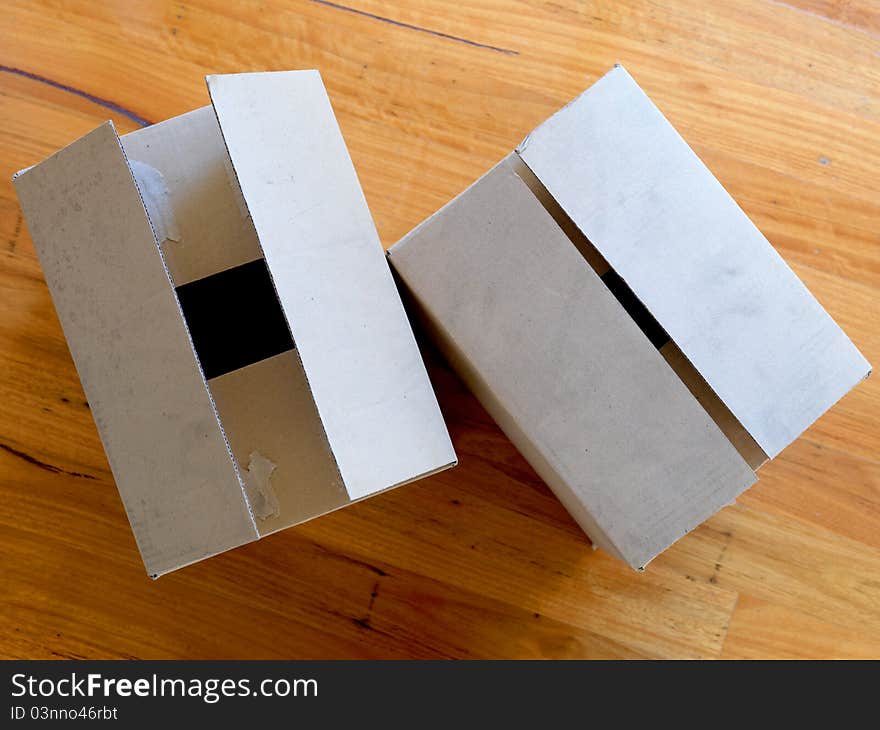 Cardboard boxes  against a white background