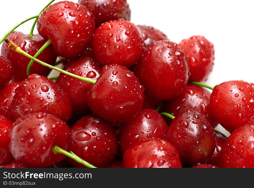 Berries ripe cherry on a white isolated background. Studio