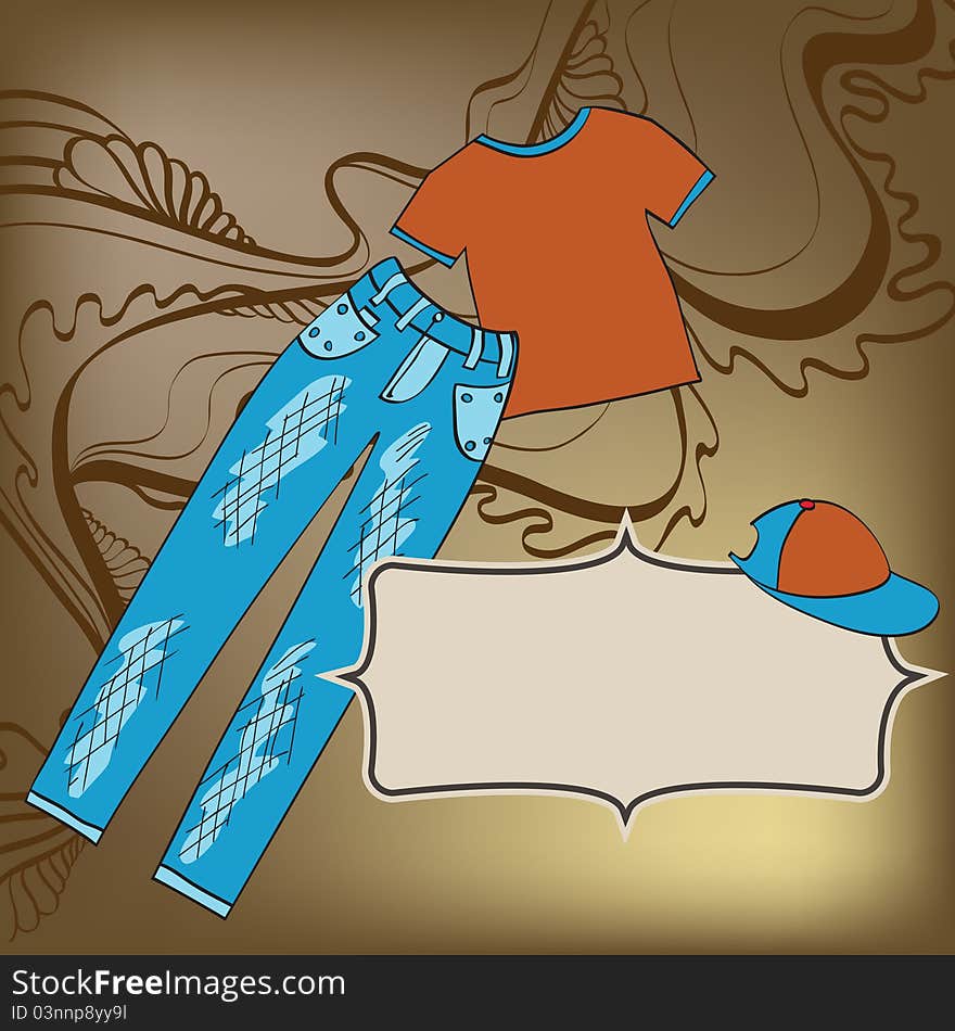 Abstract background with clothes and decorative elements