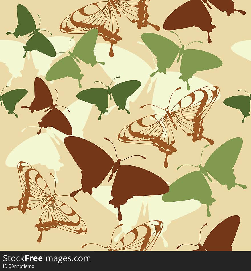 Seamless background with decorative butterflies. Seamless background with decorative butterflies