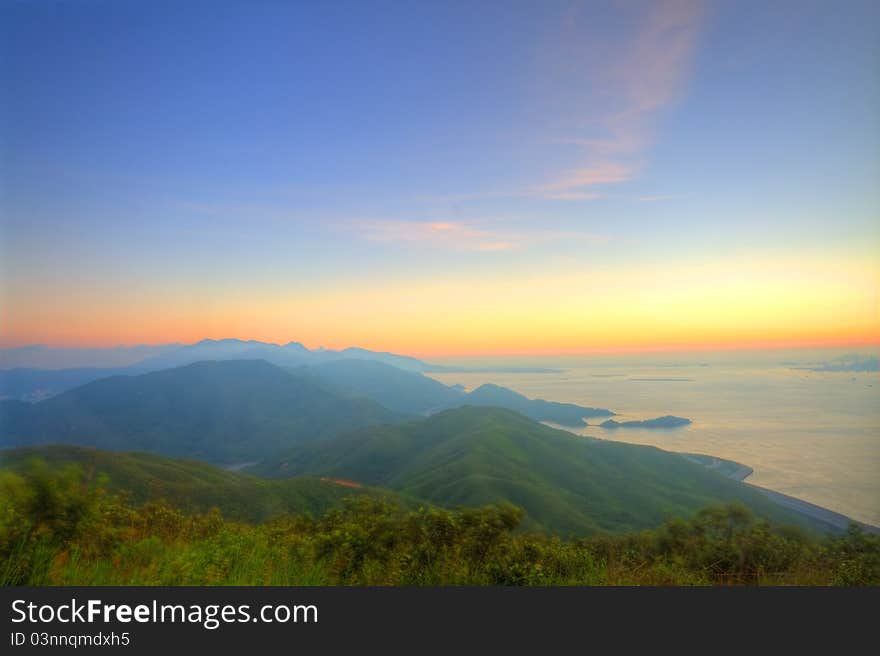 Majestic mountain landscape at sunset