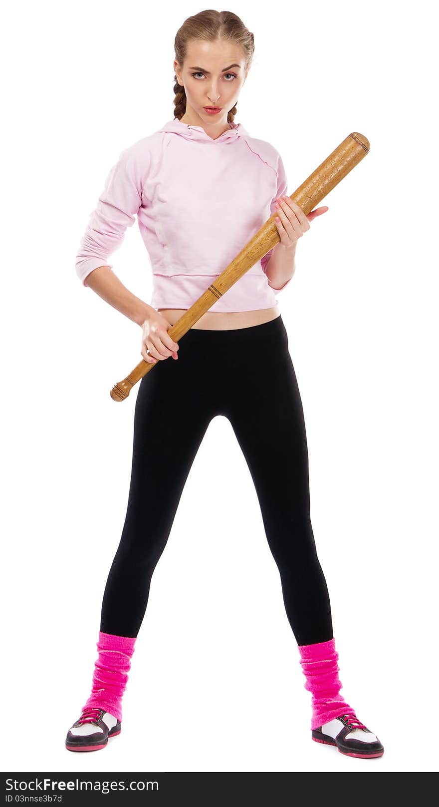 Pretty lady with a baseball bat