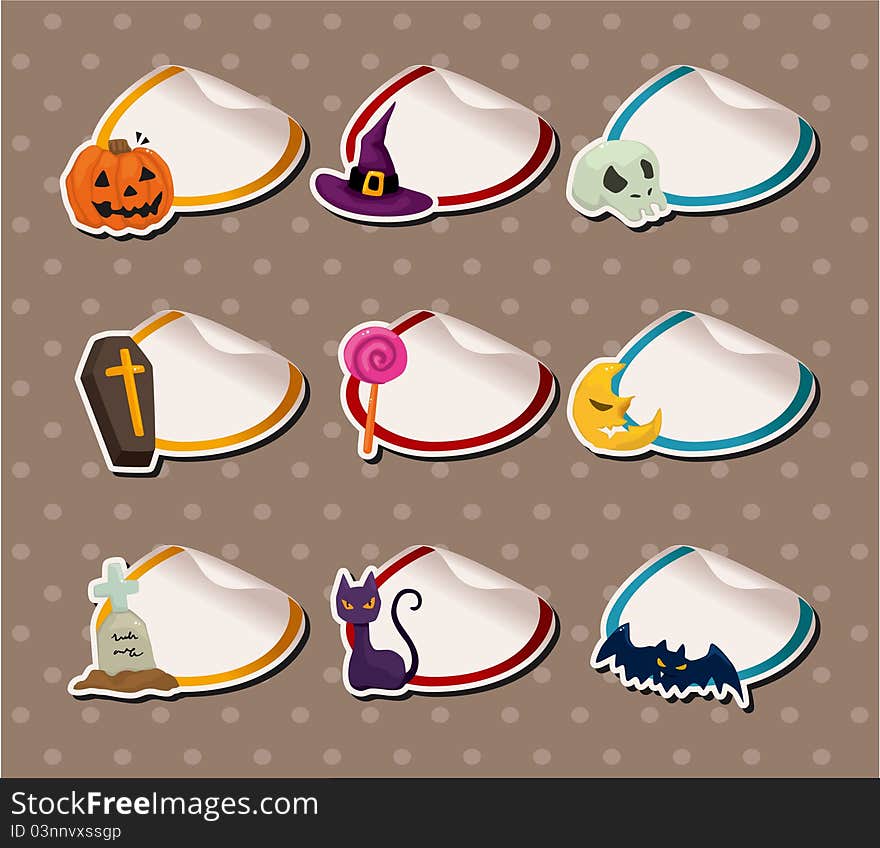 Cartoon Halloween Sticker Label,vector,illustration