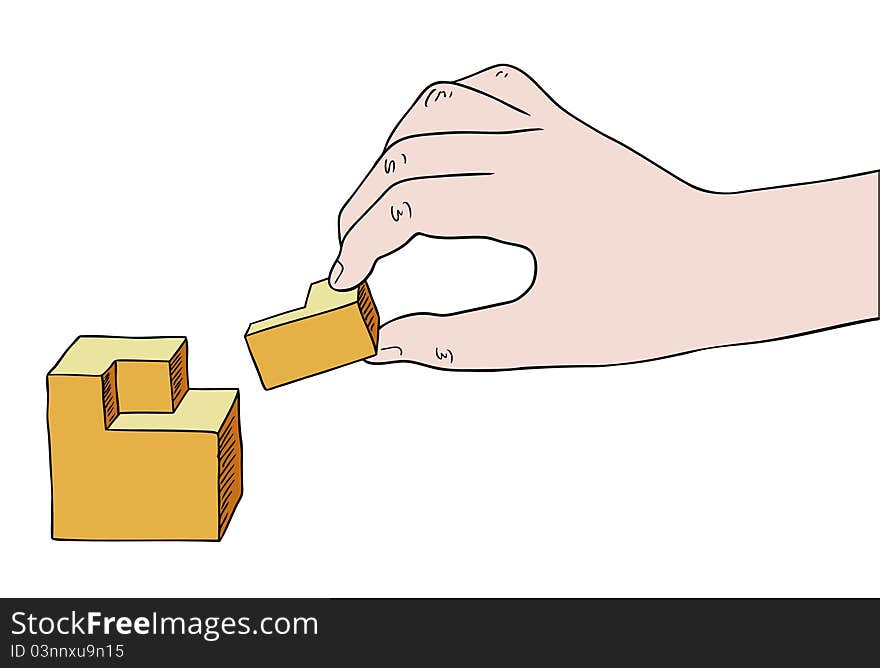 Hand Assembling Yellow Cube