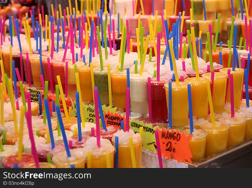 Sweet fresh juices in market