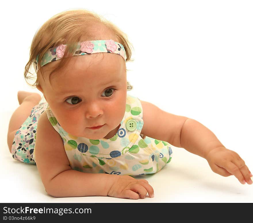 Cute little girl on white. Cute little girl on white