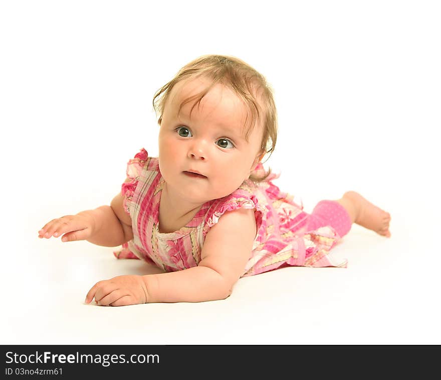 Cute little girl on white. Cute little girl on white