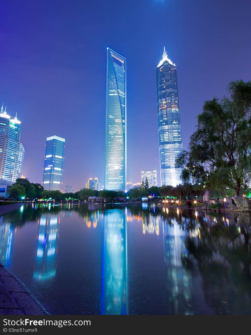 The night view of the lujiazui financial centre in shanghai china. The night view of the lujiazui financial centre in shanghai china.