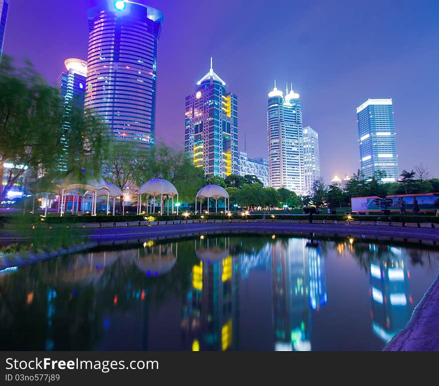 The night view of the lujiazui financial centre in shanghai china. The night view of the lujiazui financial centre in shanghai china.