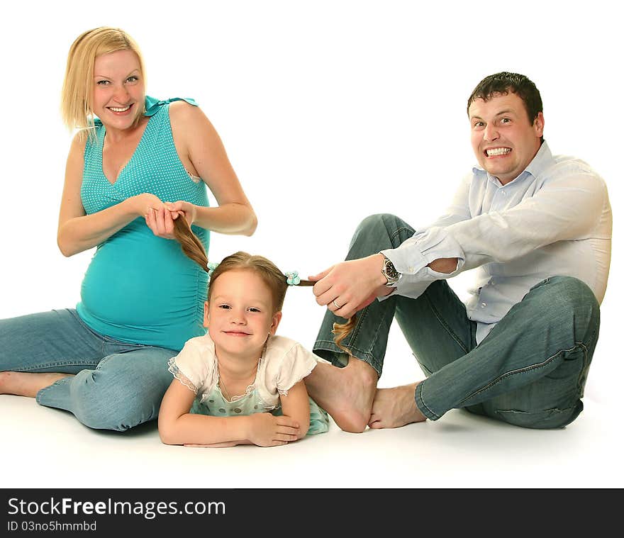 Happy family on white background. Happy family on white background