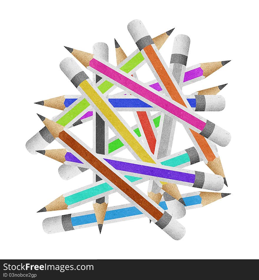 Pencil paper craft stick on white background