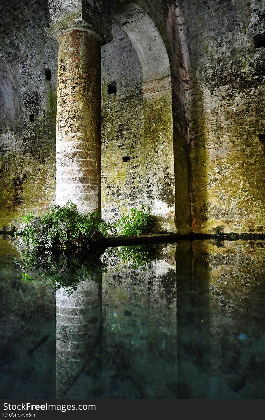 San Gimignano medieval fountain, Tuscany, Italy