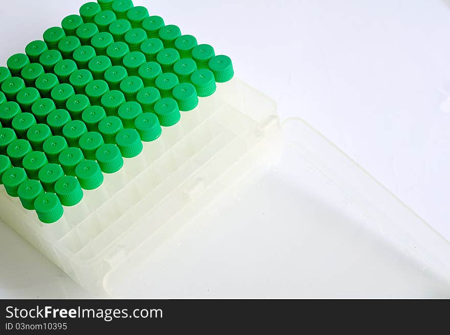 A box of green cap microtubes