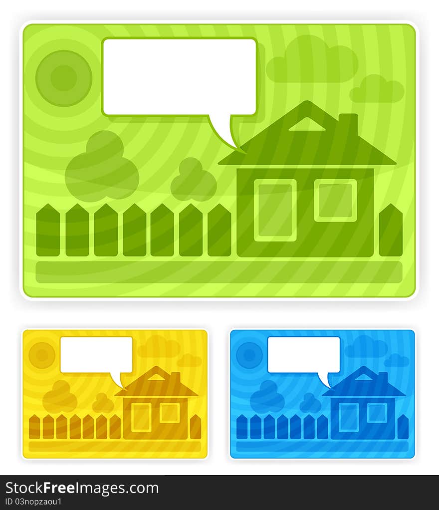 Color speech sticker with house