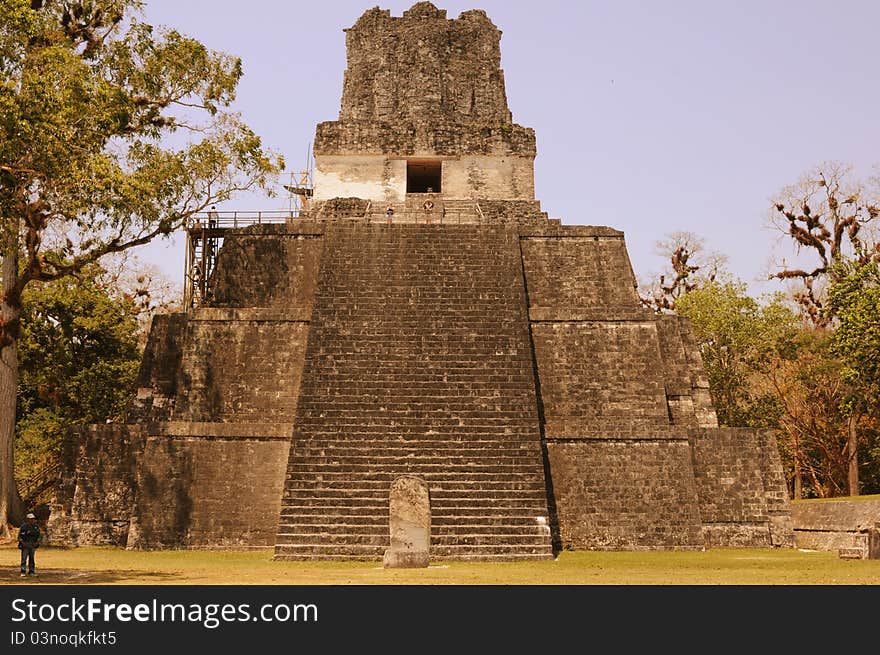 Guatemala a mayan pyramid at Tikal. Guatemala a mayan pyramid at Tikal