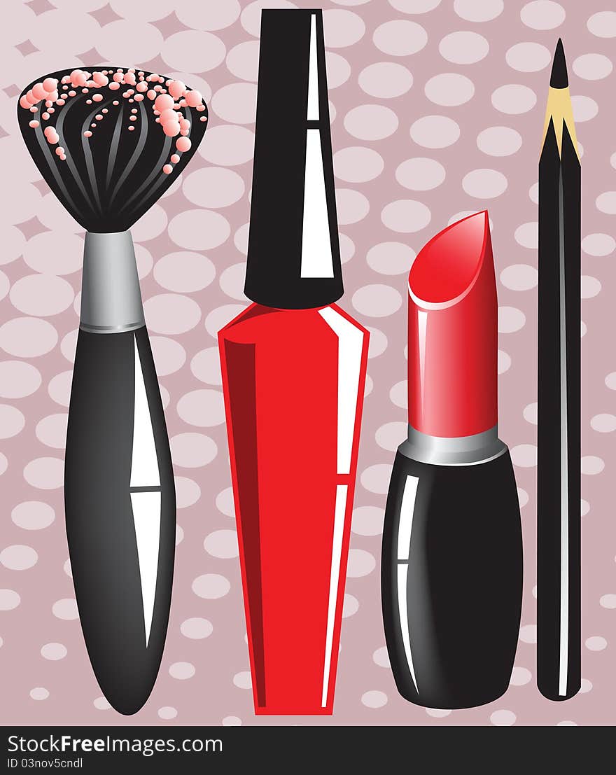 Set of cosmetics on abstract background