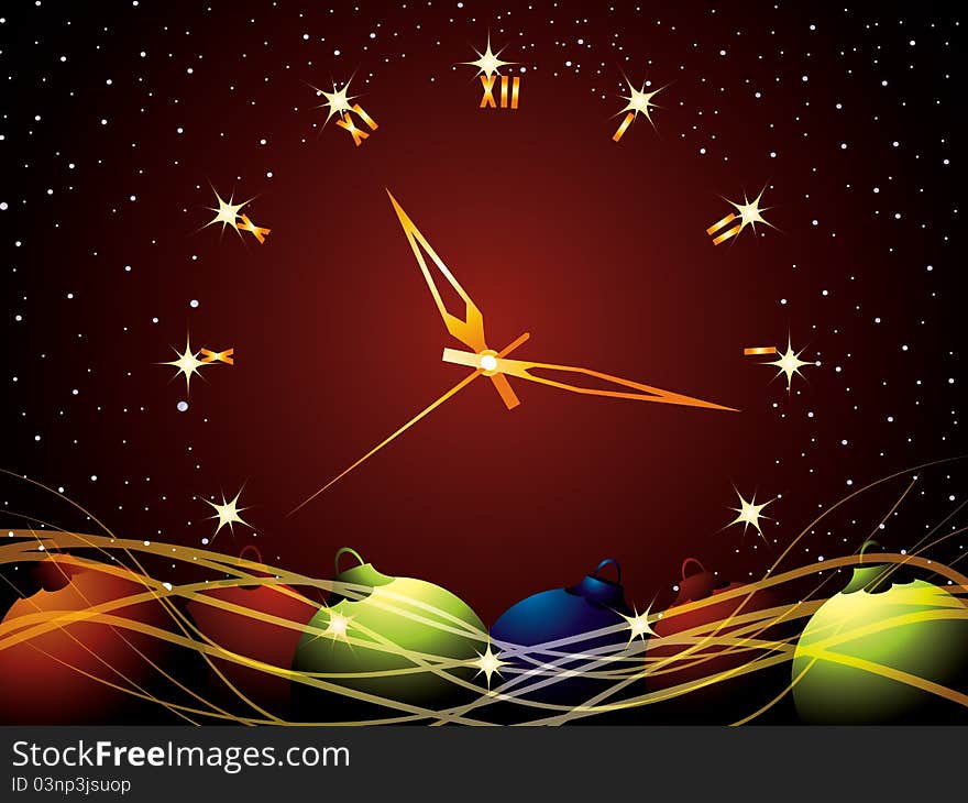 Vector illustration of christmas clock.