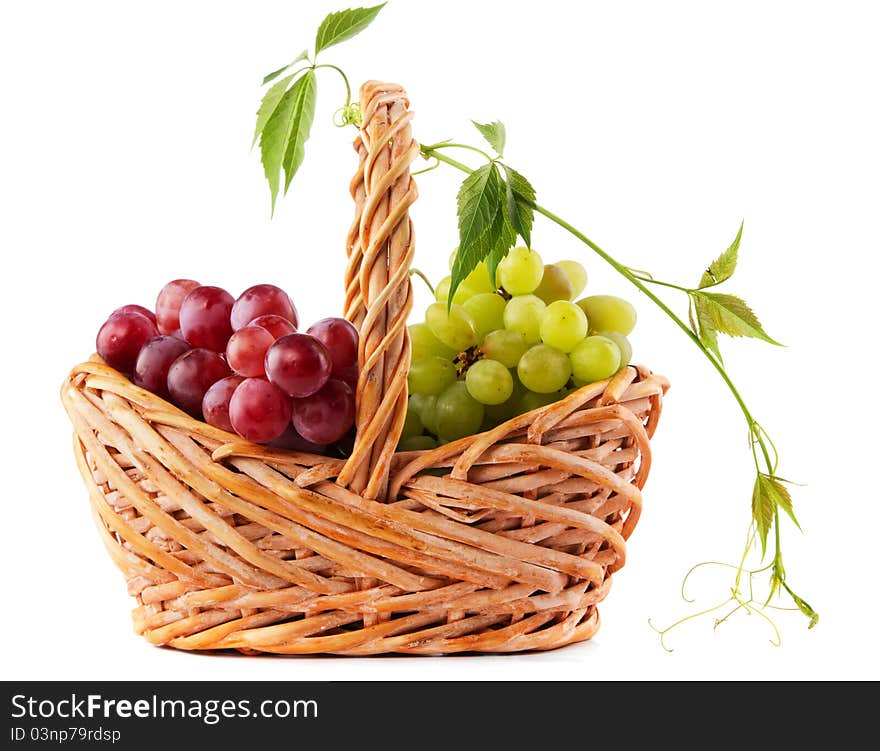 Wicker Basket With Grapes