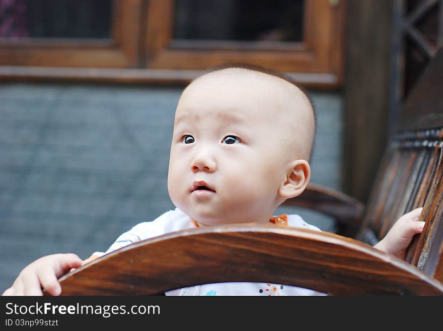 Cute asian baby boy in park. Cute asian baby boy in park