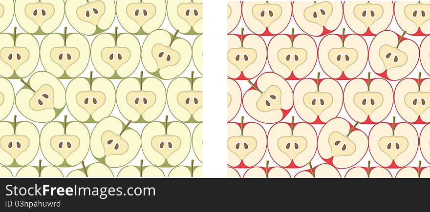 Vector illustration with apples, background, seamless texture